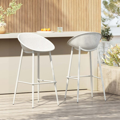 Sleek and Durable Gable Barstool Set of Two, Ideal for Outdoor Spaces with Weather-Resistant Design and Stylish Comfort