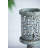 12” Distressed Gray Cement Candle Holder with Cutout Design, Vintage-Inspired Pedestal Stand for Mantel, Tabletop, or Centerpiece -22591368
