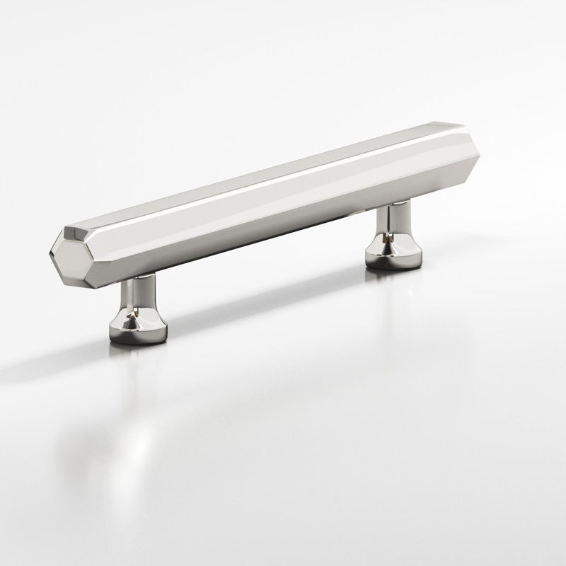 Hexagonal, Beveled Cabinet Pull With Flared Posts, Polished Nickel