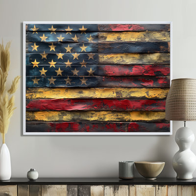 Blue Red American Flag I - Flag Wall Art Print