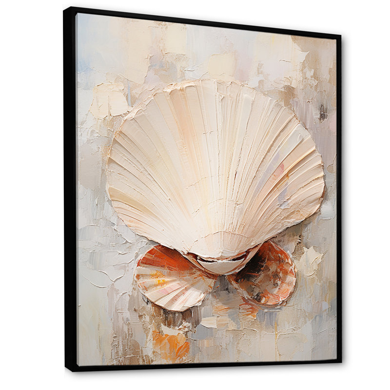Beauté minimaliste beige sur toile, Cadre flottant noir, H 32 po x l 16 po x P 1 po
