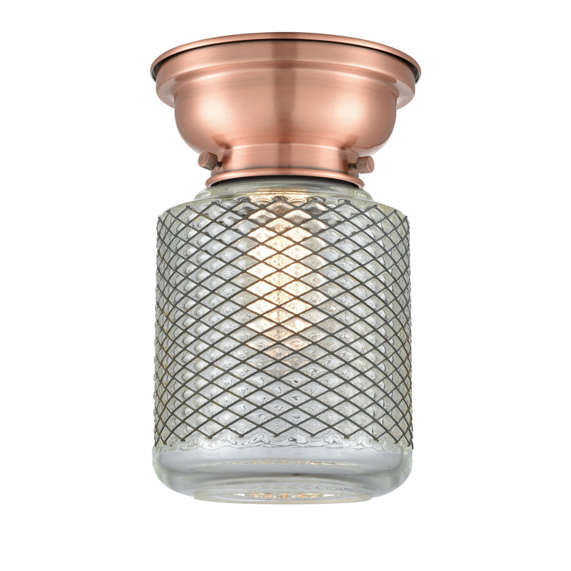 Iyana Glass Flush Mount, No Bulb Included, Antique Copper