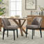 Chaise de salle à manger rembourrée en polyester 19,5 po avec pieds en bois massif noir (ensemble de 6)-923729-923741
