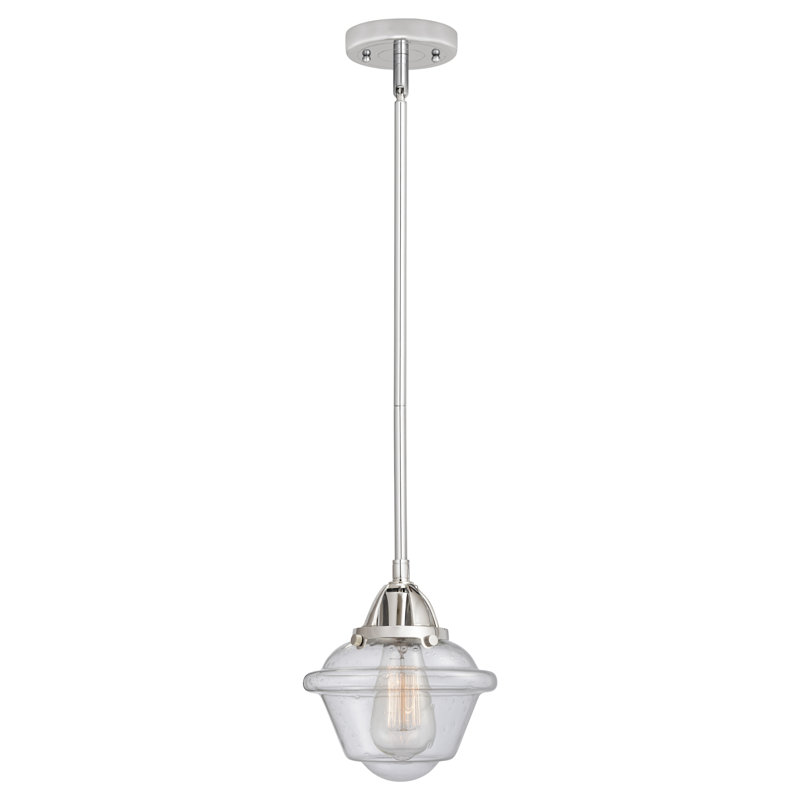 Mini-luminaire suspendu 1 tige 8 po 7,5 po Nouveau 2 - Grourke - Ampoule DEL - Finition chrome poli - Abat-jour transparent