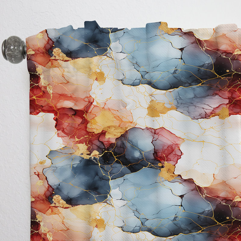 Bleu et rouge Marble Elegance I - Rideau de marbre abstrait - Rideau de marbre obscurcissant - 1 panneaux, L 52 po x L 95 po