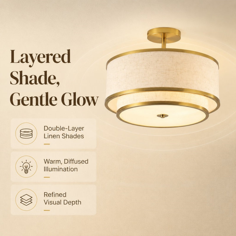 Plafonnier moderne 15 po, Beige; or