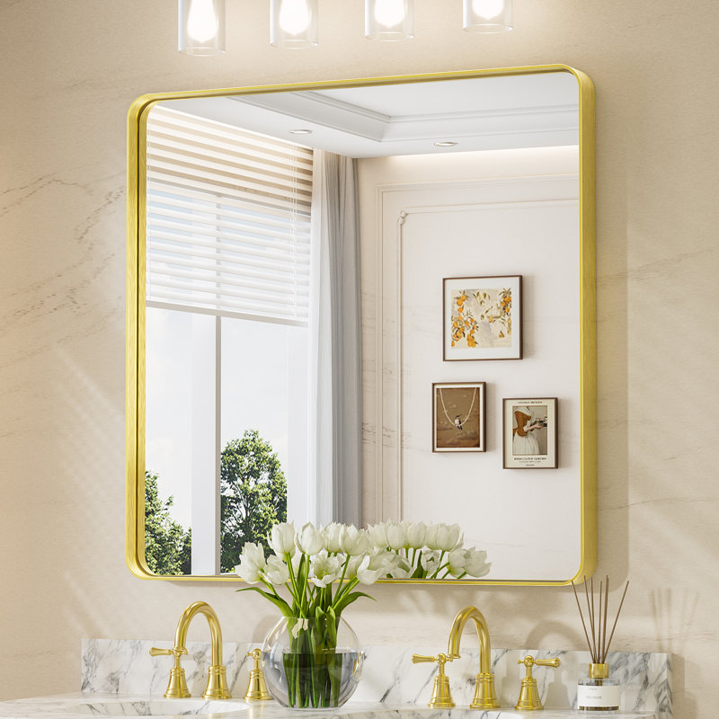 Miroir d'appoint Tyro, Doré, 36 po x 36 po, Square