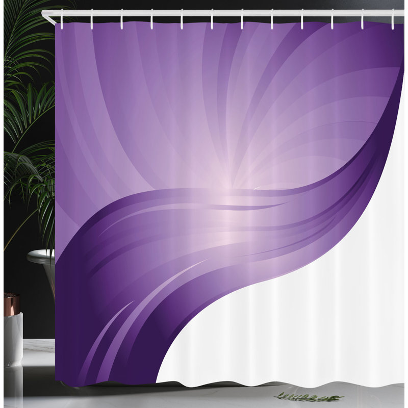 Ensemble de rideau de douche + crochets, H 75 po x l 69 po, Blanc/Violet