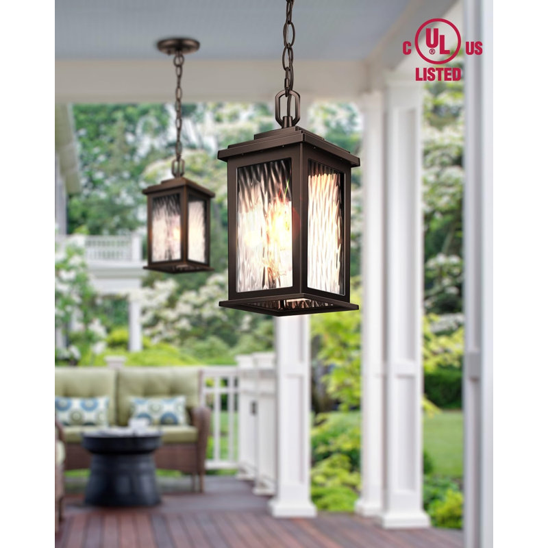 Luminaire suspendu d'extérieur câblé 10 po, Brun