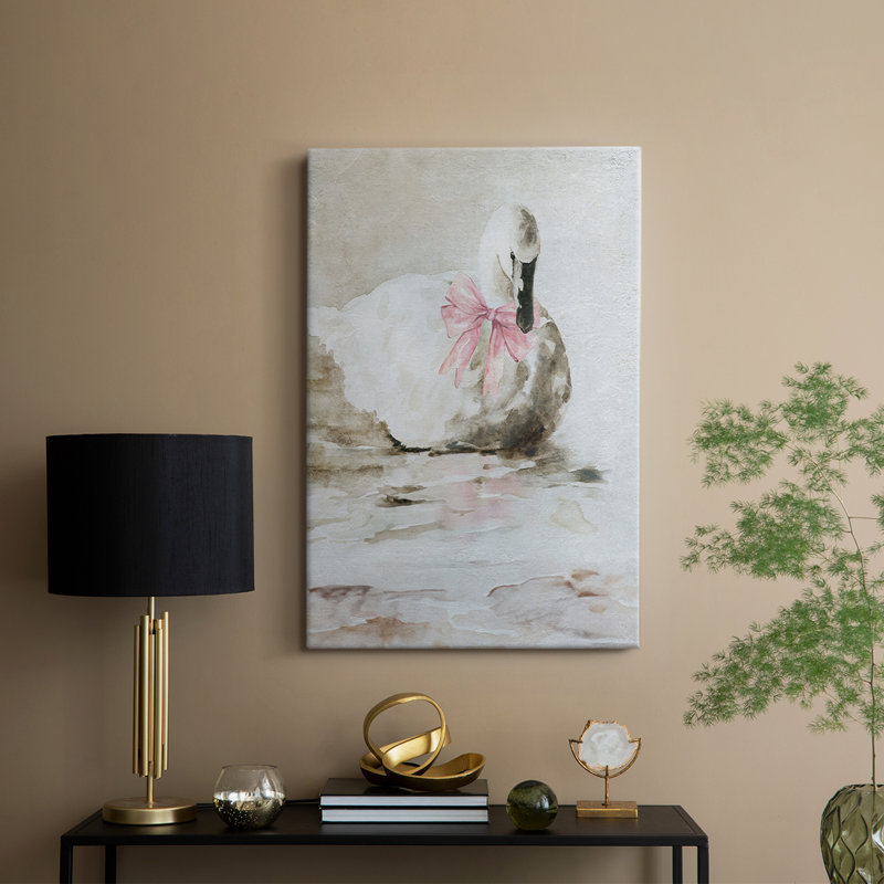 Cygne rose - Cavas enveloppés de galerie, H 18 po x l 12 po