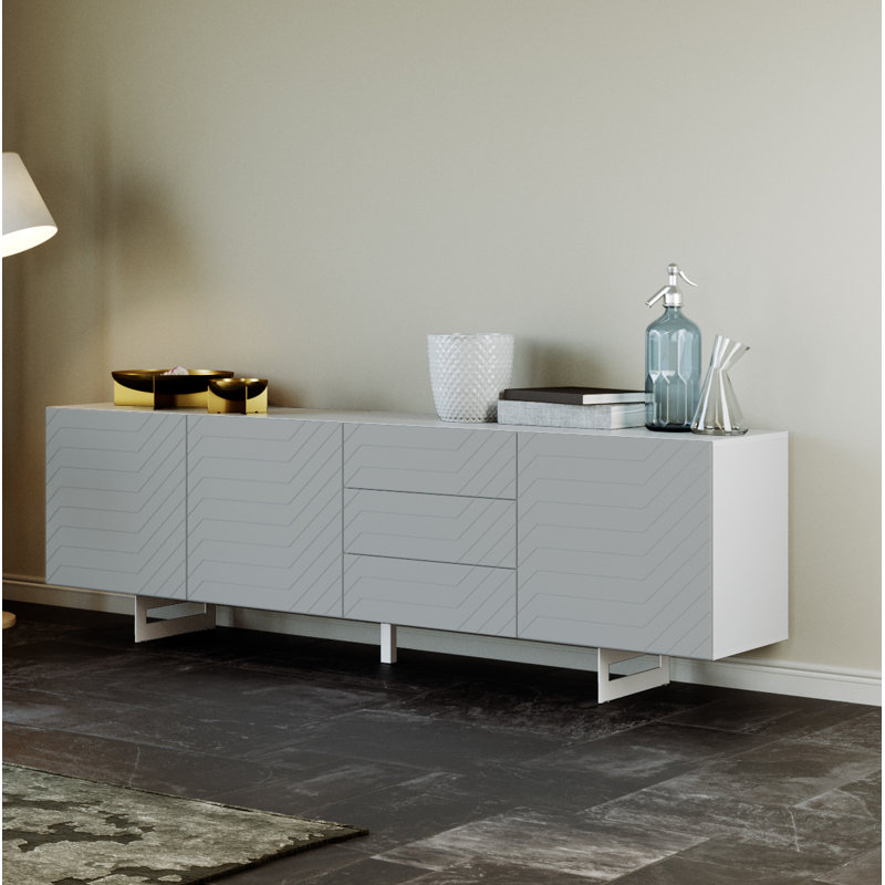 Fumihiko 220cm Sideboard, White/Grey