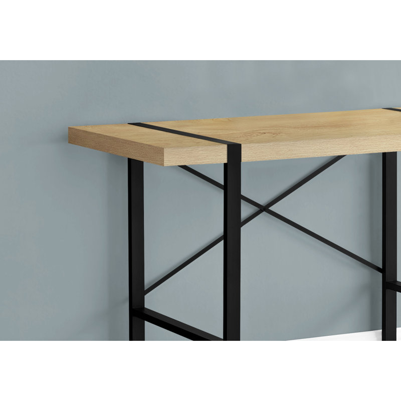 Bureau d'ordinateur, bureau personnel, ordinateur portable, L 48 po, travail, stratifié naturel, métal noir, contemporain, moderne