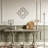 Wooden Console Table Oak Veneer Slender Curved Legs Farmhouse Entryway Table-721433124