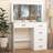 White Makeup Vanity Set With Large Mirror & LED Lights, 3 Lighting Modes, Modern Vanity Desk Dresser With Drawers For Bedroom-1782776690