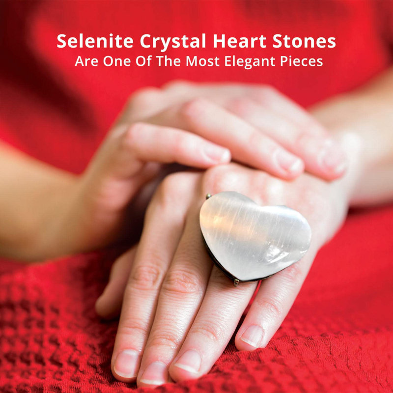HImalayan Glow Selenite Crystal Heart Stone, Calming Selenite Spar Love 10 cm, White