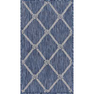 Tapis d'intérieur / extérieur bleu / beige Holahan
