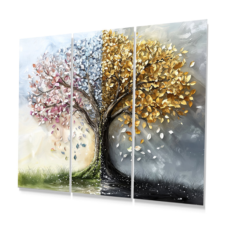 Arbre de vie Four Season III - ensemble de décoration murale arbre de vie, Métal métal, H 32 po x l 48 po x P 1 po