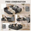 Modern Oversized 262cm Boneless Corner Sofa L-Shaped Corduroy Sofa With Storage Pockets-879638393-879638392