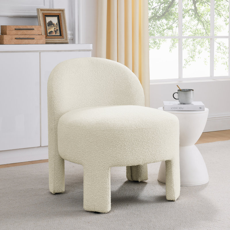 Chaise d'appoint rembourrée Leif, Tissu beige