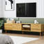 Console de télévision moderne de style Mid-Century de 70 po avec rangement, meuble de divertissement polyvalent avec tablette de rangement centrale. Compatible,