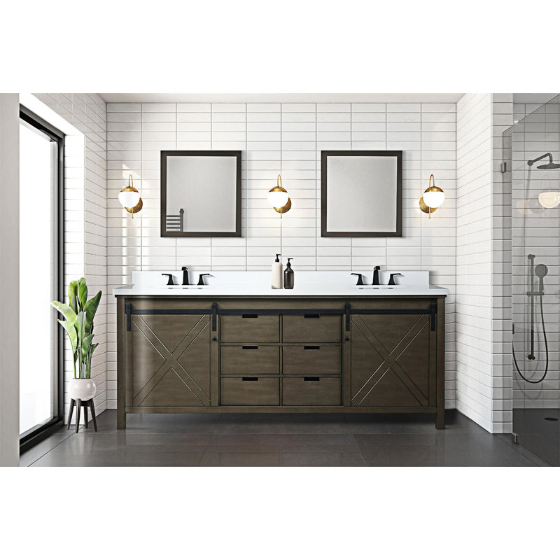 Ensemble de comptoir et robinet de salle de bain rustique en quartz