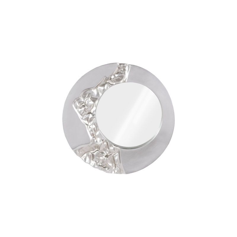 Cosmos Fluted 39" Round Silver & Gold Accent Mirror