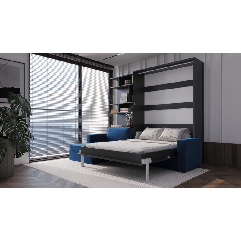 Neidelin Upholstered Bed, Grey/Navy