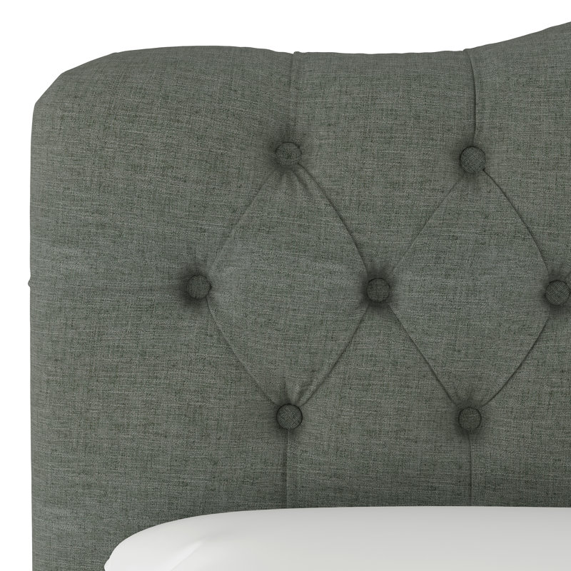 Tête de lit tapissier Nappi, Simple, Lin gris anthracite texturé Zuma