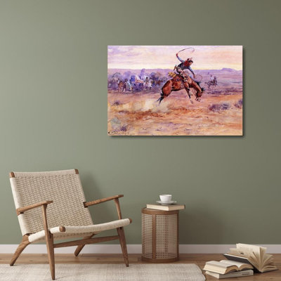 «Red Barrel Studio® Russell, Charles Marion Gallery», art sur toile titré: Bucking Bronco 54599