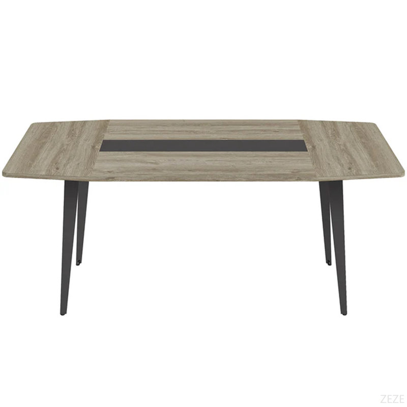 Longue table de bureau, table de conférence de style naturel, table de réunion en forme de bateau