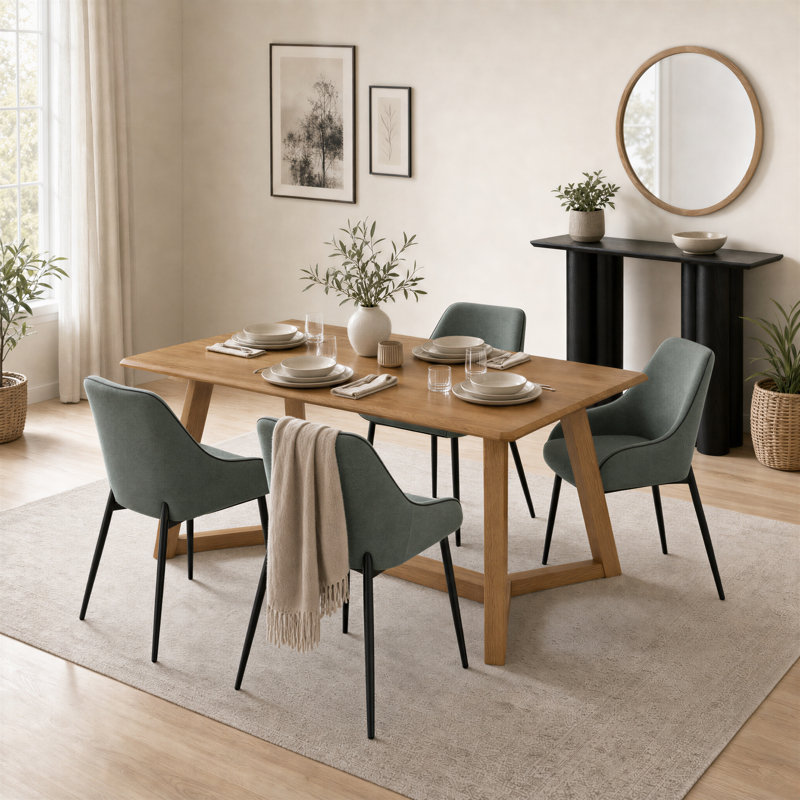 Beda Rubberwood Solid Wood Dining Set