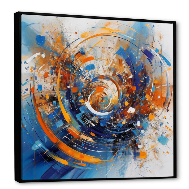 «Blue and Orange Space», reproduction sur toile, H 16 po x l 16 po x P 1 po, Noir