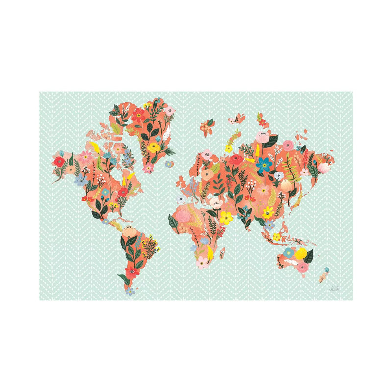 «Wild Garden World» par Laura Marshall - impression d'art graphique, H 8 po x l 12 po x P 0,75 po, Toile tendue, Pas de tapis
