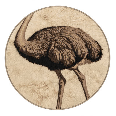 Washable Ostrich Wildlife Area Rug