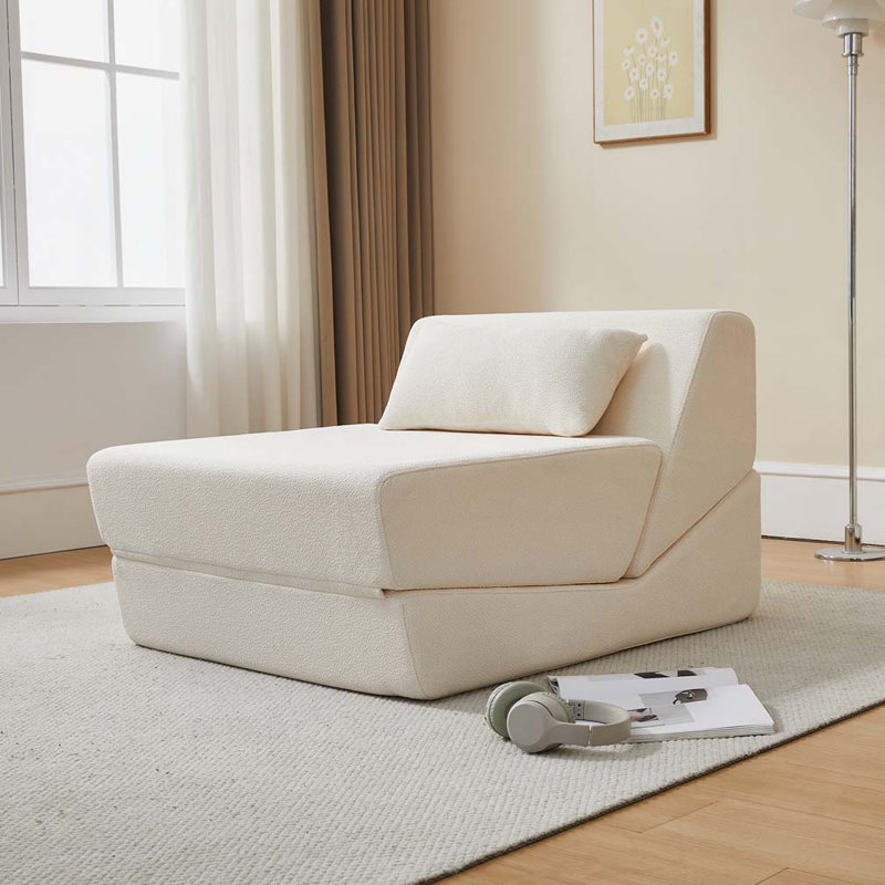 Chaise convertible en laine et en tissu, Beige