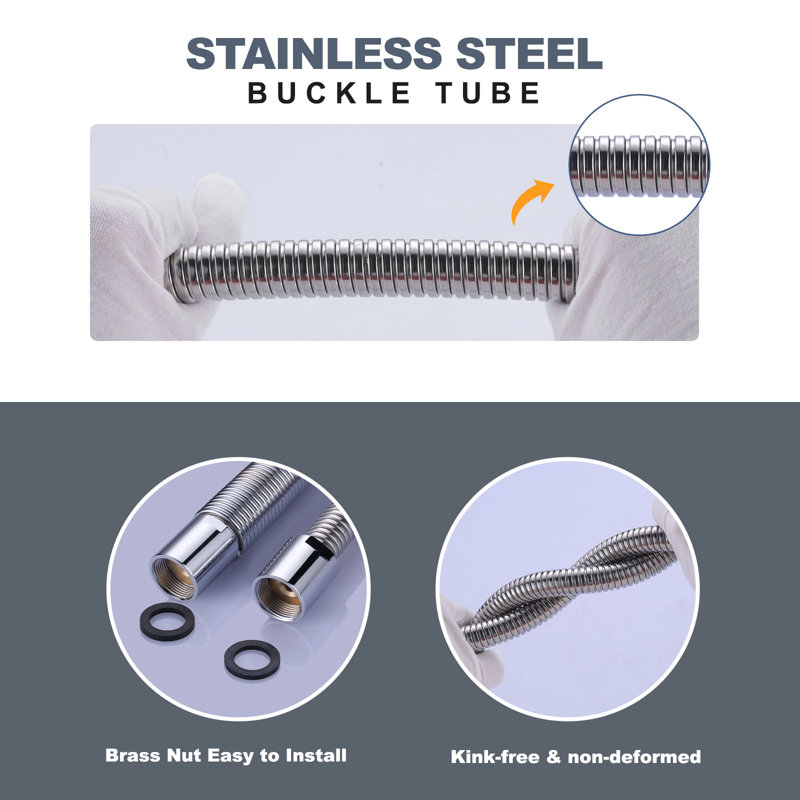 45 Inch Polished Chrome Stainless Steel Flexible Kitchen Sprayer Hose