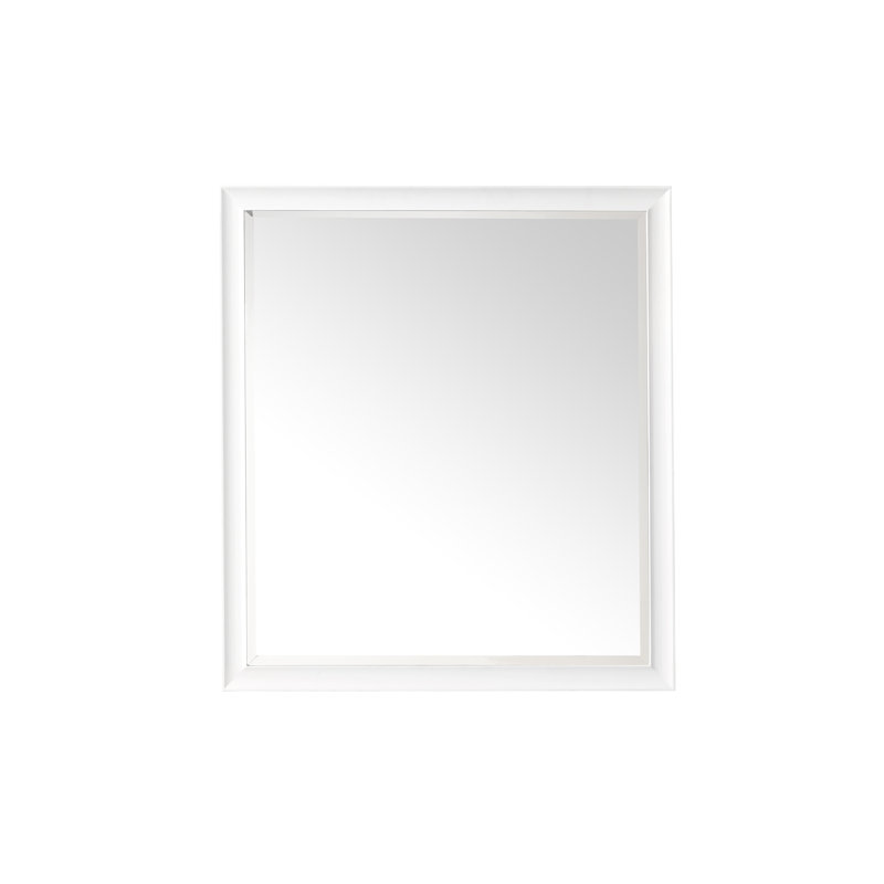 Glenbrooke Solid Wood Wall Mirror, Bright White, 40" x 36"
