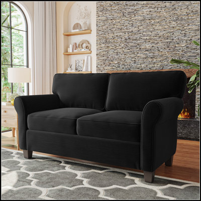 Modern 2-Seater Corduroy Sofa With Removable Cushions, Padded Armrests, And High-Rebound Sponge Filling For Comfort And Durability