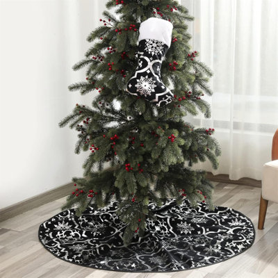36 Inch Large Christmas Tree Skirt Xmas Soft Cover Mat Decor Snowflake Collar Farmhouse Tree Skirt For Holiday Ornaments Party Home Indoor Decorations