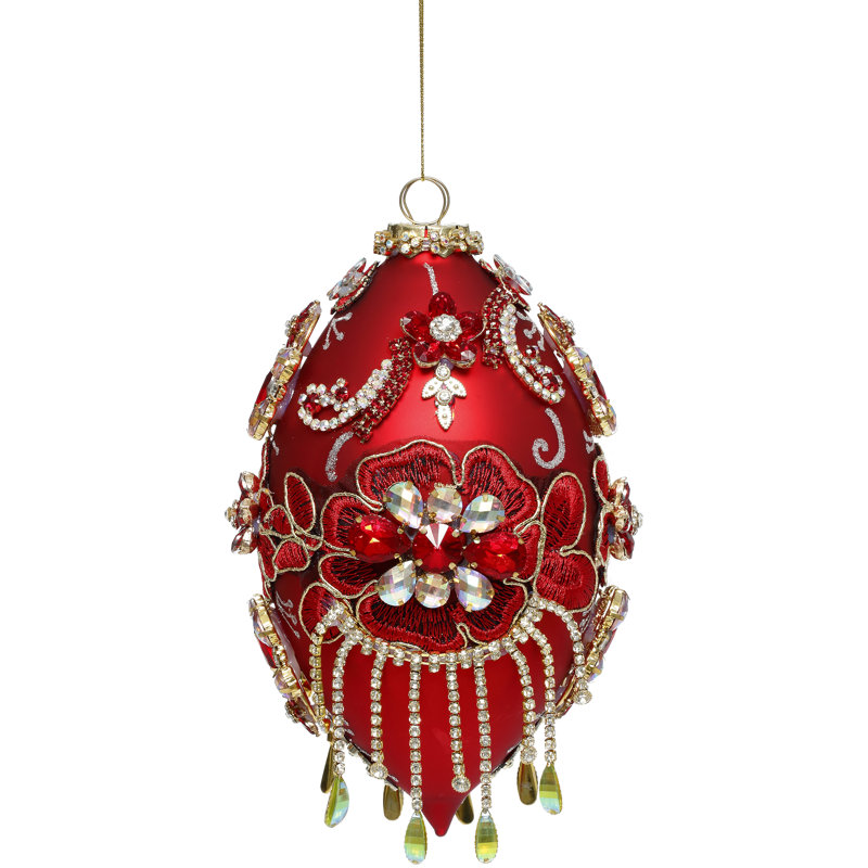 King's Jewel Finial Ornament, Red - 8 Inches