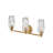 Ana 3-Light Bath Vanity w/ Faceted Heavy-Cut Diamond-Shaped Crystal Shades - Heritage Brass