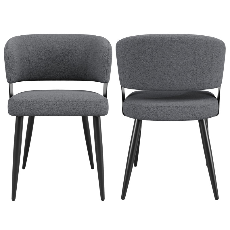Fabric Upholstered Metal Armchair, 2, Grey