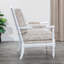 Fauteuil Spindle, finition blanche, tissu cachemire taupe