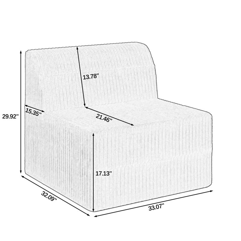 Canapé modulaire Boneless L, Velours côtelé gris