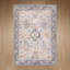 Tapis oriental vintage vieilli, lavable à la machine, brun et bleu, à poils courts, antidérapant, idéal pour le salon et la chambre, adapté aux animaux et aux enfants.-2129812675-2130395806