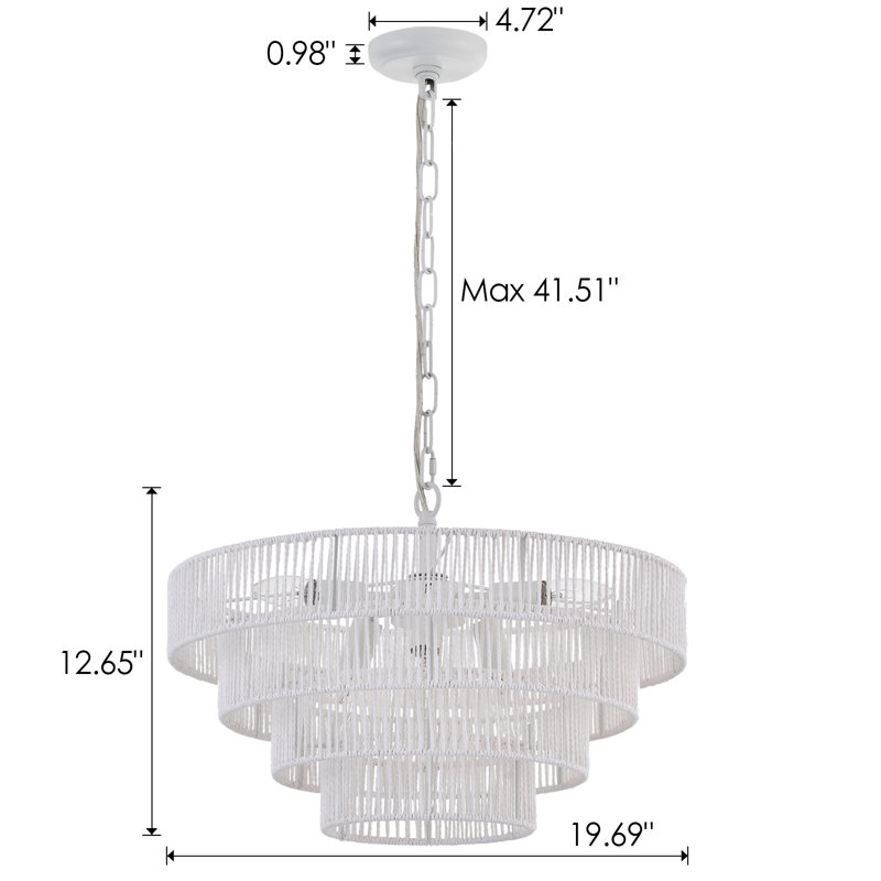 Suzette 6-Lights Hand-Woven Pendant Light 20 Inch, White