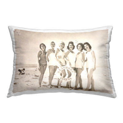 Coussin décoratif rétro "Seashore Sirens" par Graffi * Tee Studios