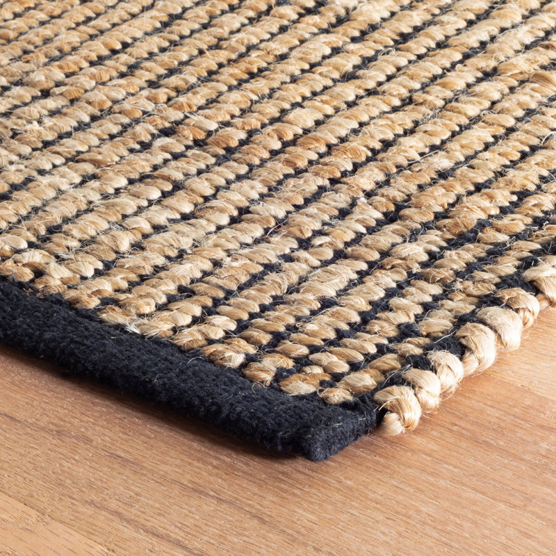 Gridwork Handwoven Jute Rug, Rectangle 3' x 5', Black/Brown