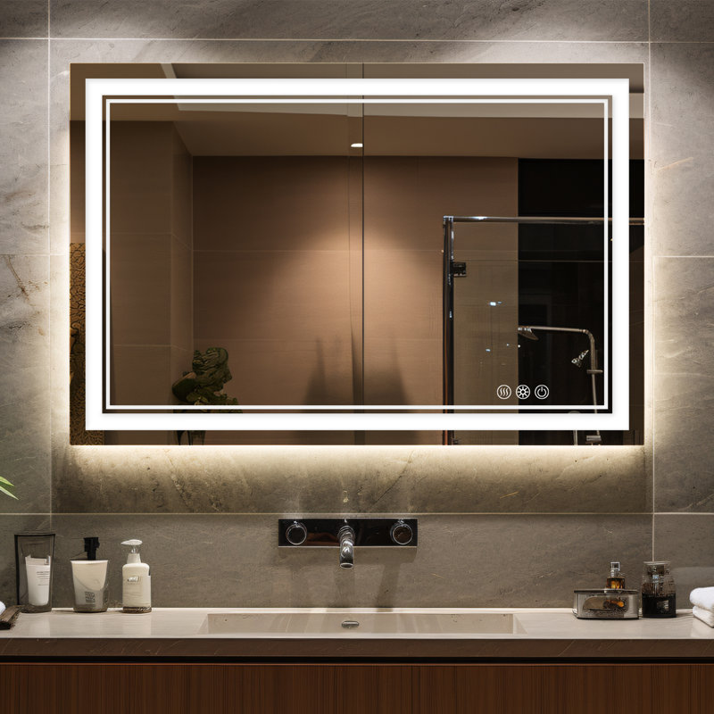 Anti Fog LED Bathroom Mirror 3 Colors Dimmable Vanity Mirror with Back and Front Lighting, 32" x 48"