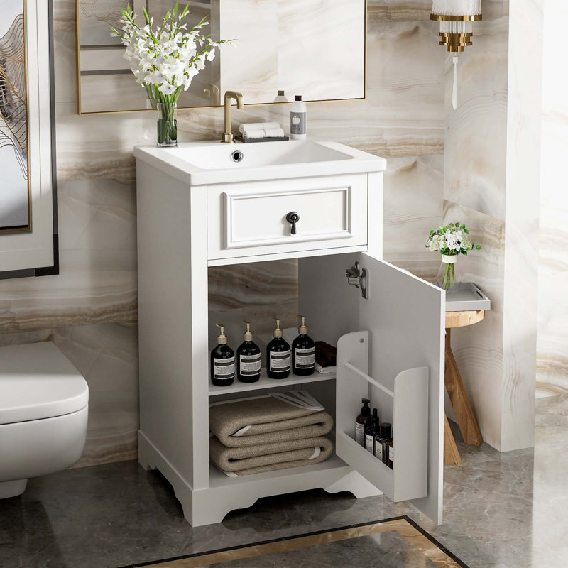 Charming Bathroom Vanity with Advanced Features for Small Spaces, White